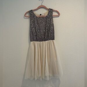 H&M - Cream and Sequined Mini Dress - Size 8